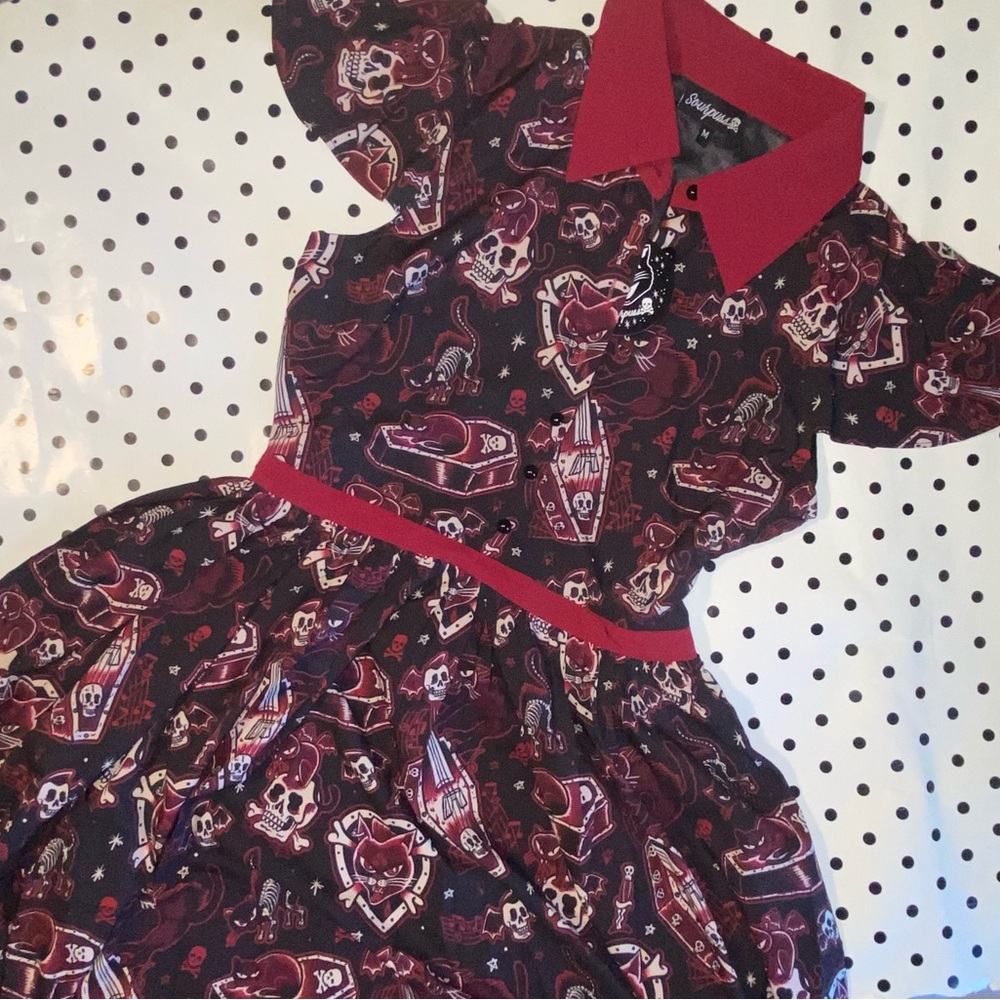 NWT Sourpuss Lydia Cat Lady Dress sz Medium DISCONTINUED